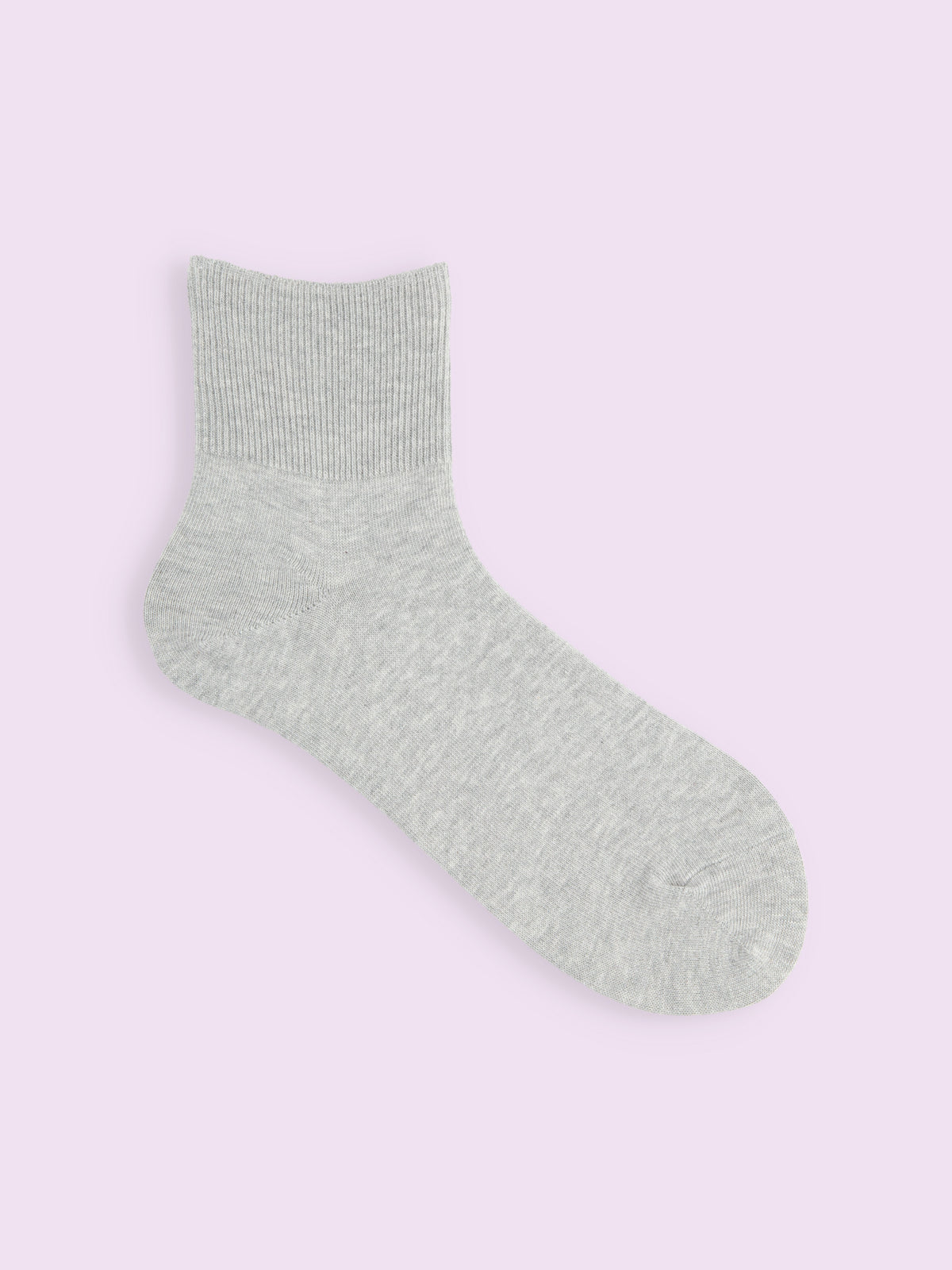 【3足1,485円】履き口ゆったりリブベタショートソックス - グレーモク