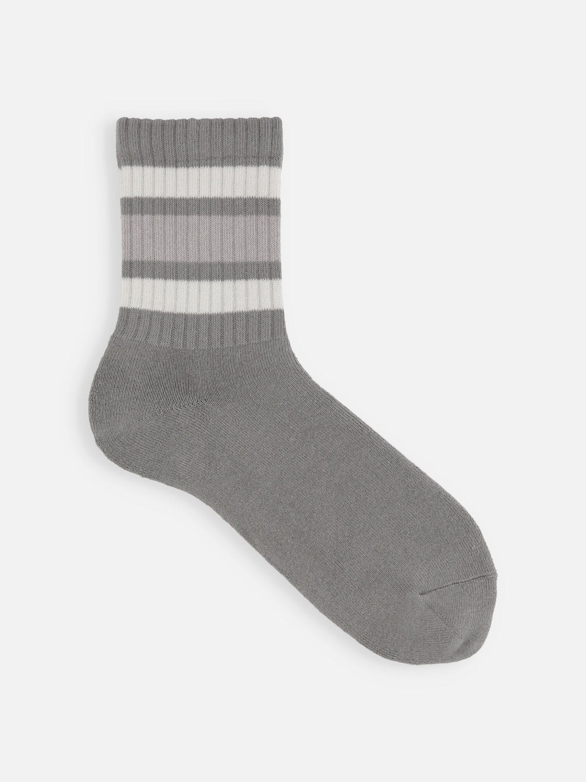 【Tabio MEN】アメリブクッションパイルラインソックス - グレー＋シルバー＋ウォームグレー