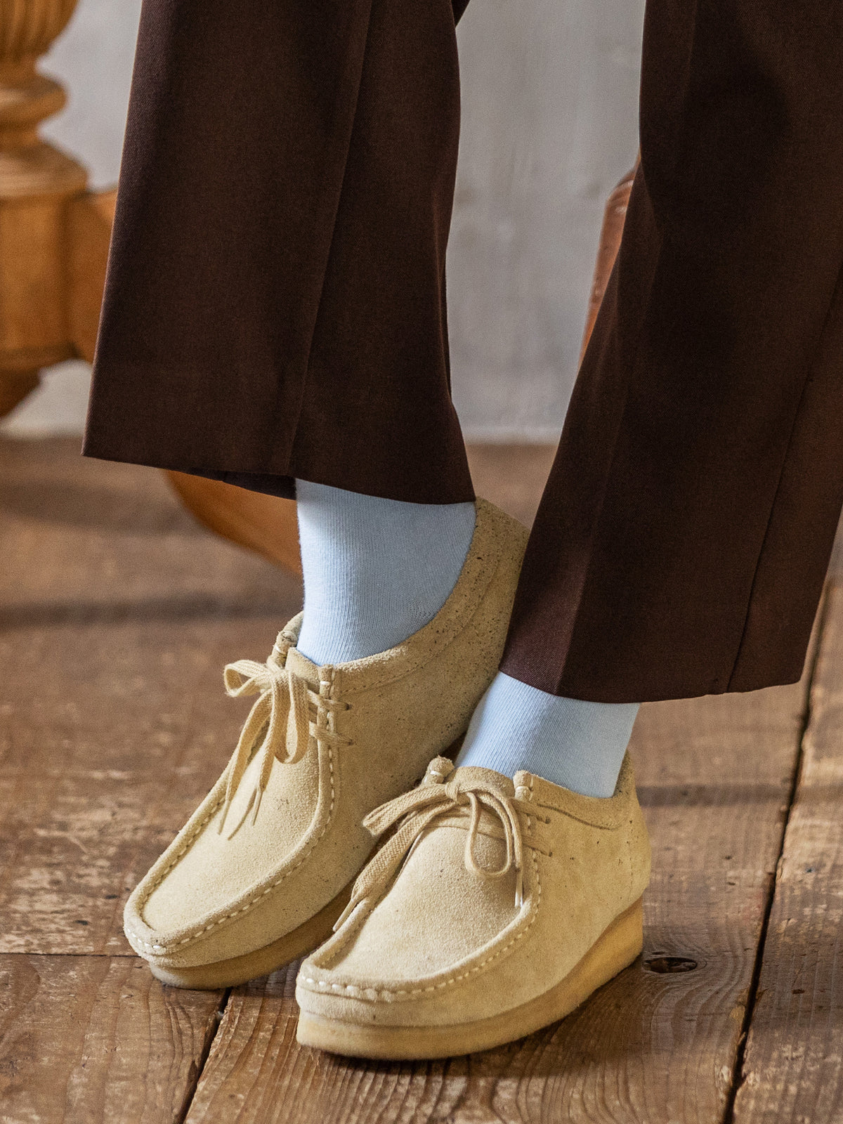 【WEB限定40色】オールシーズン履けるカラフルソックス - サックス