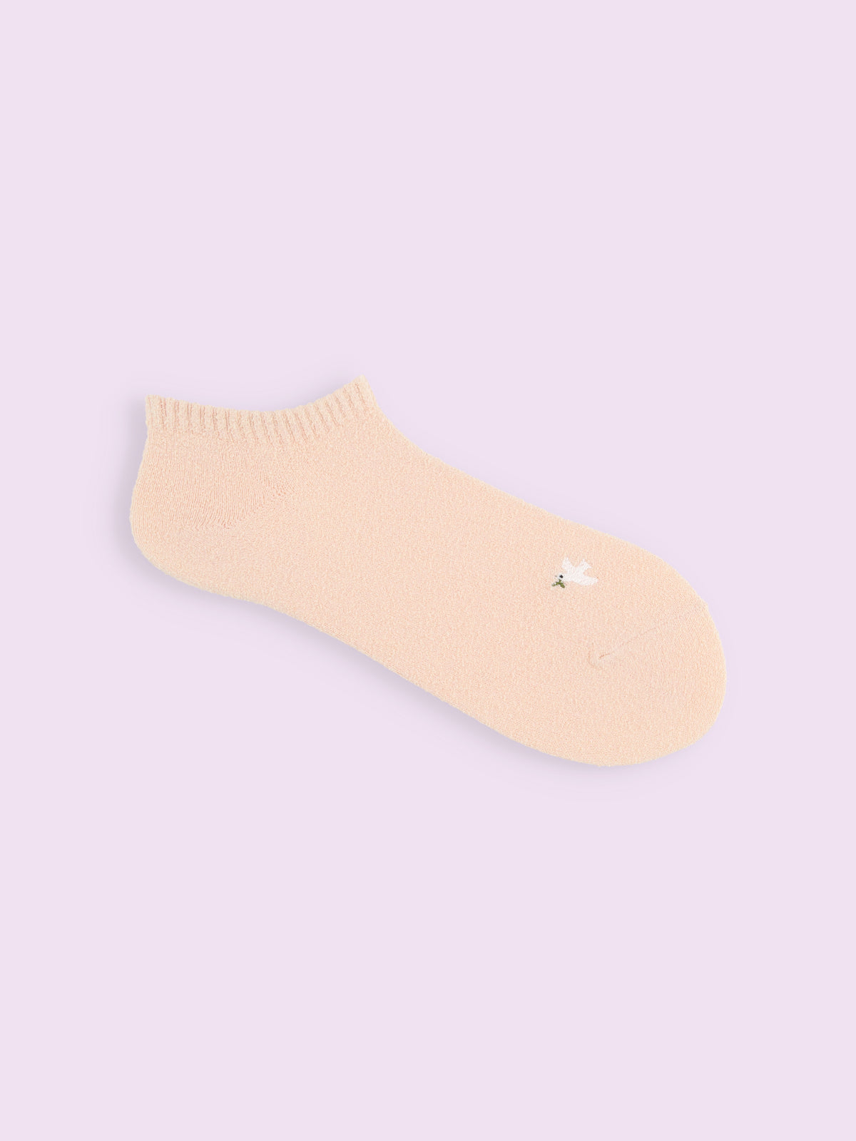 【3足1,485円】ブークレ刺繍スニーカー丈ソックス - ピンク+トリ