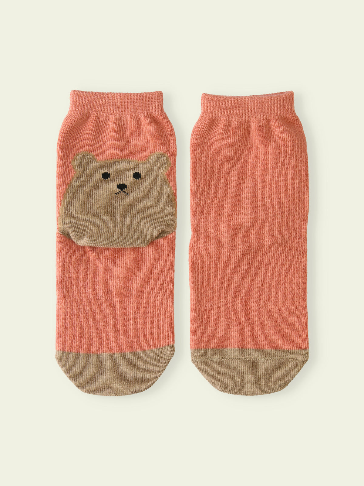 【3足1,485円】キッズ かかとくまショートソックス / 13-15cm - ピーチ
