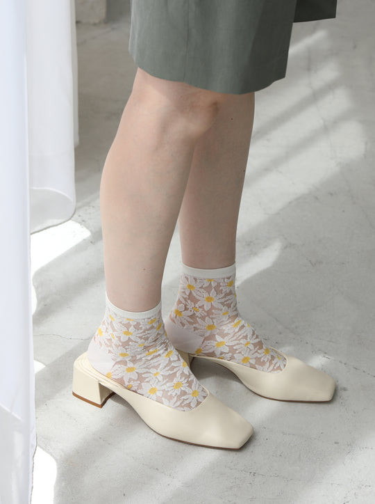 シースルー花柄ショートソックス