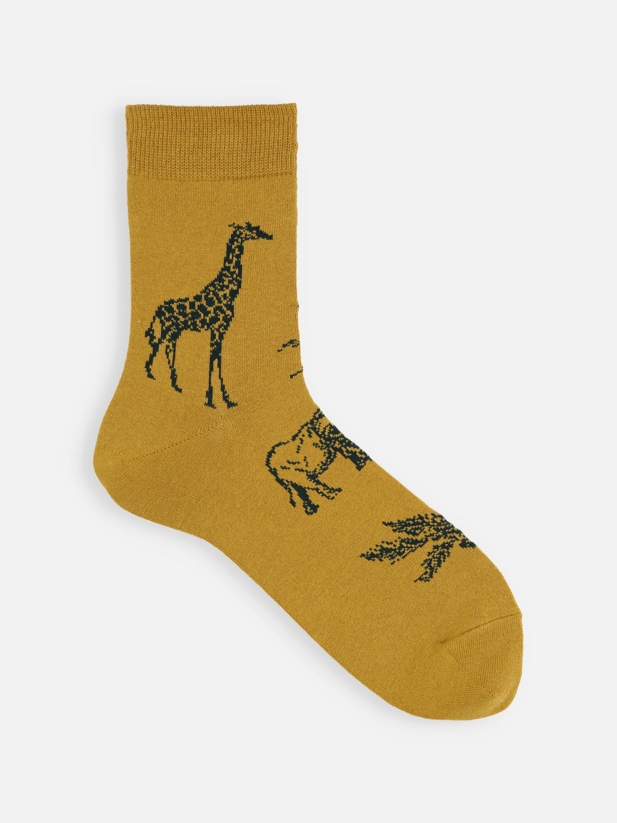 【Tabio MEN】さらっとやわらか綿麻混動物柄ショートソックス - イエロー