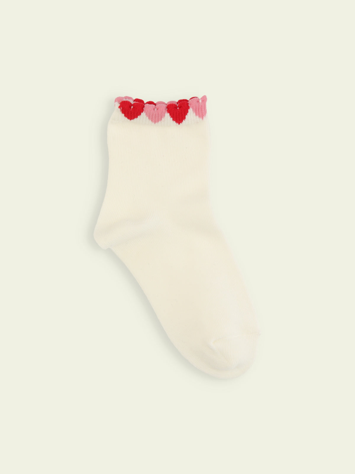 【3足1,485円】キッズ 履き口たっぷりハートショートソックス / 19-21cm