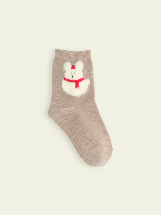 【3足1,485円】キッズ クリスマス限定 もふもふ動物ショートソックス / 16-18cm