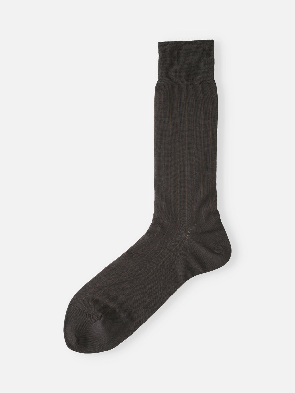 【Tabio MEN】 連続シルケットストライプソックス(23.0～25.0cm) - ブラウン+オリーブ
