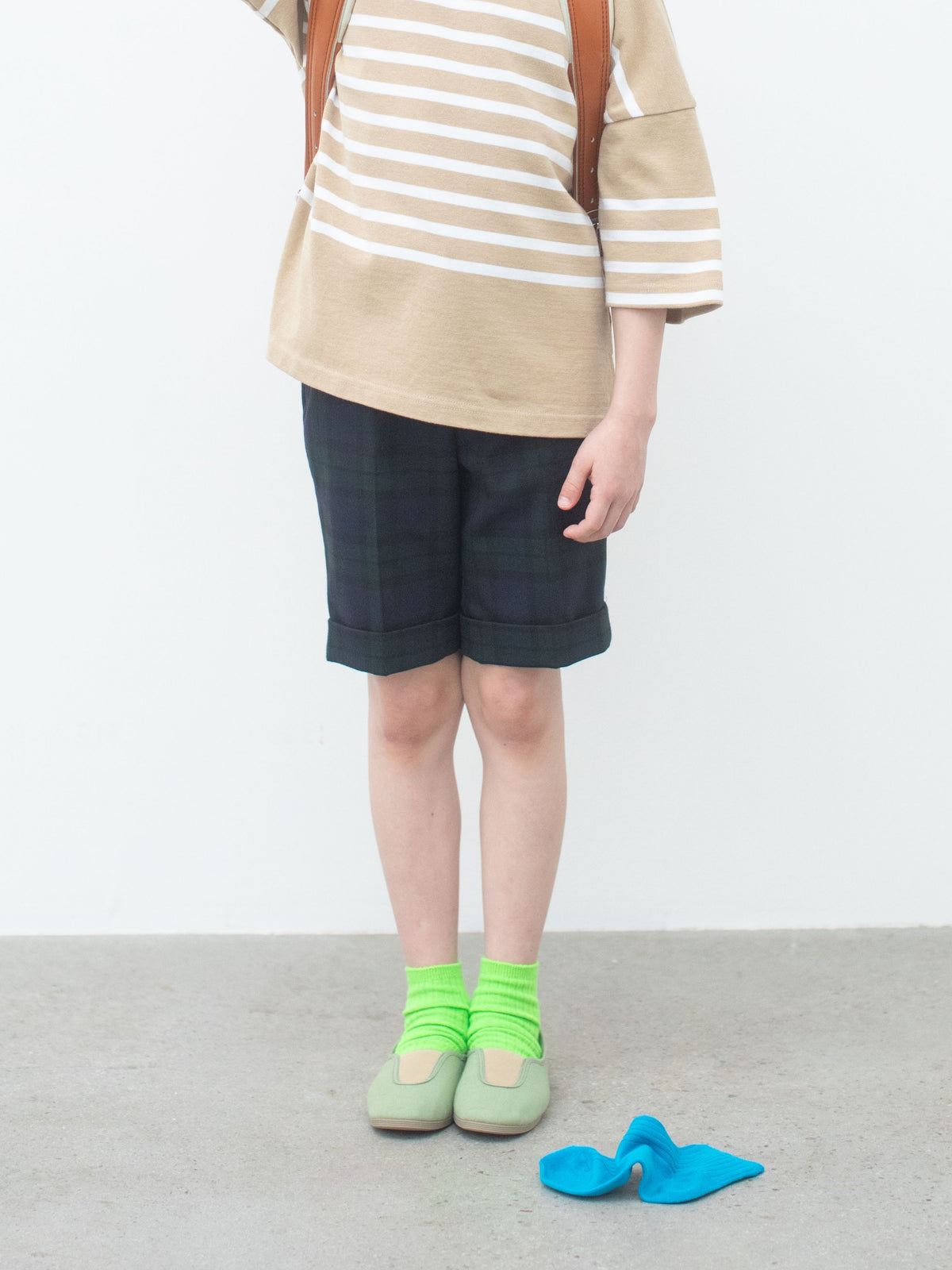 【キッズ】蛍光リブショートソックス / 19-21cm
