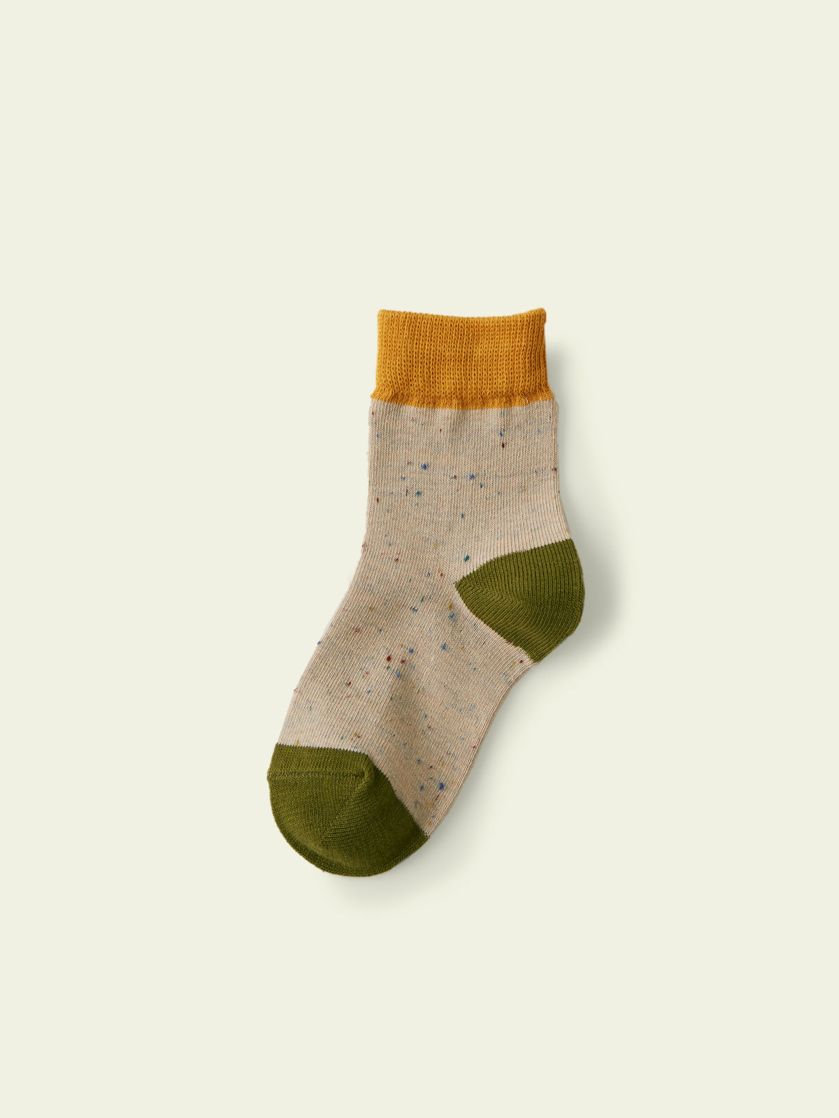 【3足1,485円】キッズ  ネップ三面切り替えショートソックス / 16-18cm - ベージュモク