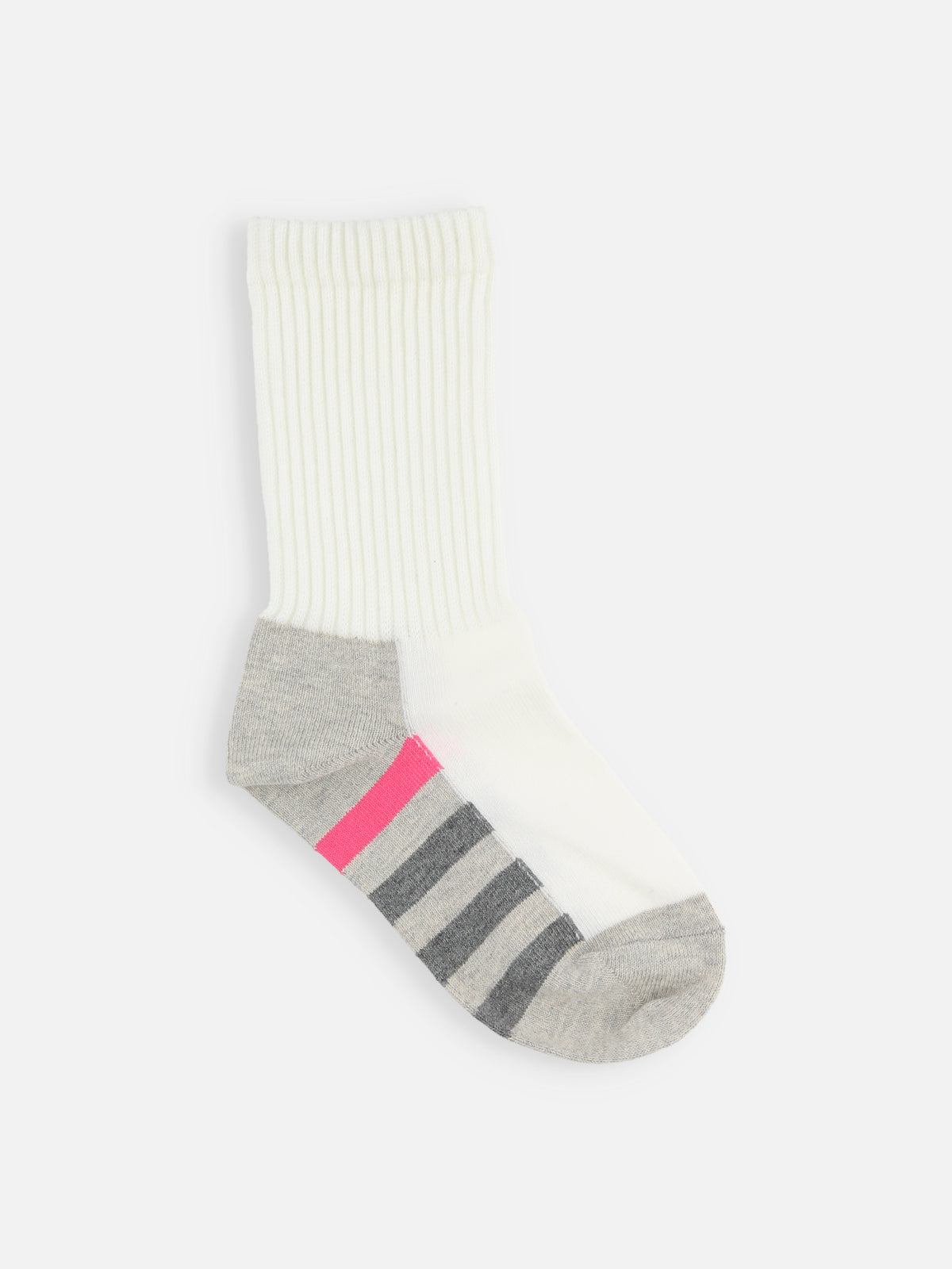 【キッズ】足底の汚れが目立たないソックス / 16-18cm - オフホワイト＋ピンク