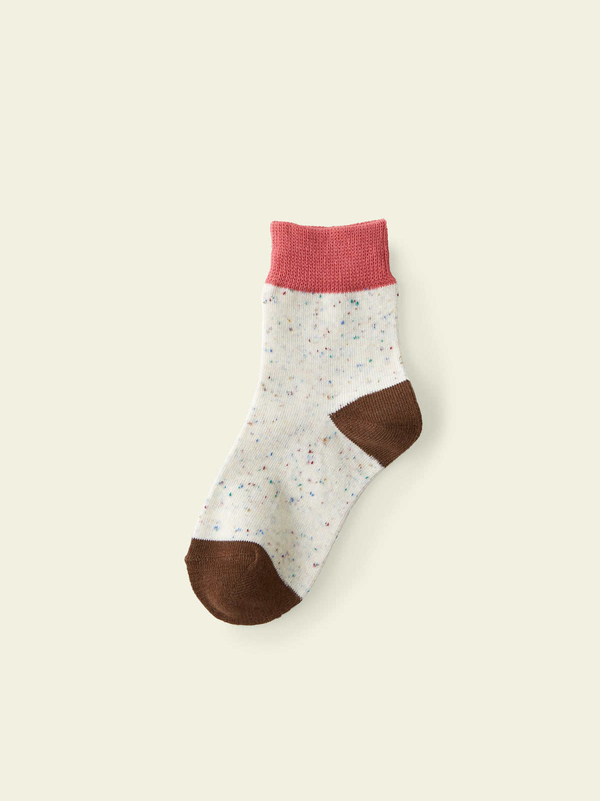 【3足1,485円】キッズ  ネップ三面切り替えショートソックス / 19-21cm - キナリ+ピンク