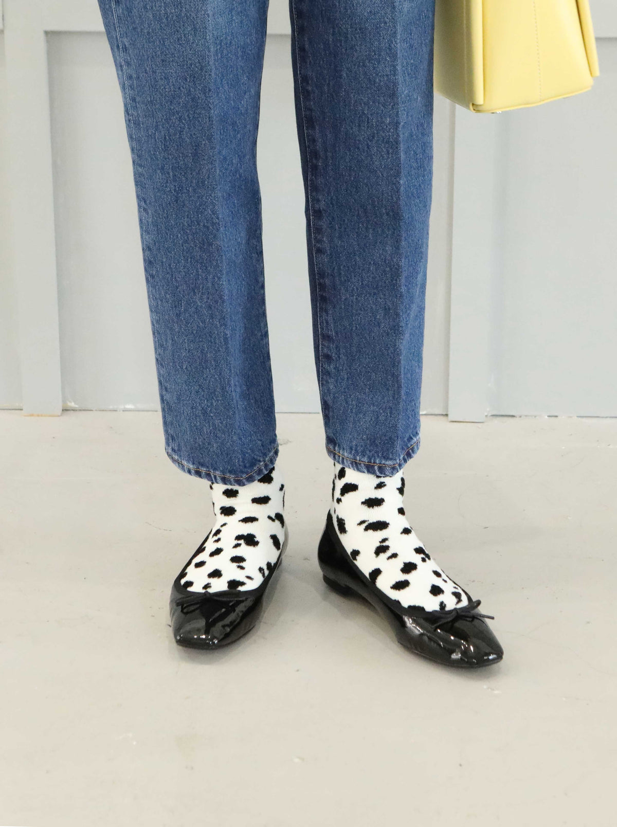 毛混ダルメシアン柄ショートソックス