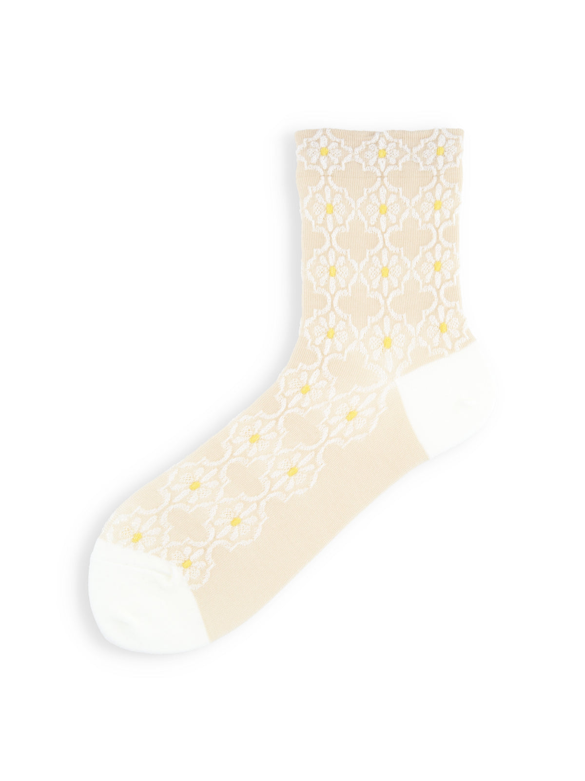 【3足1,485円】毛混お花タイルフロートソックス
