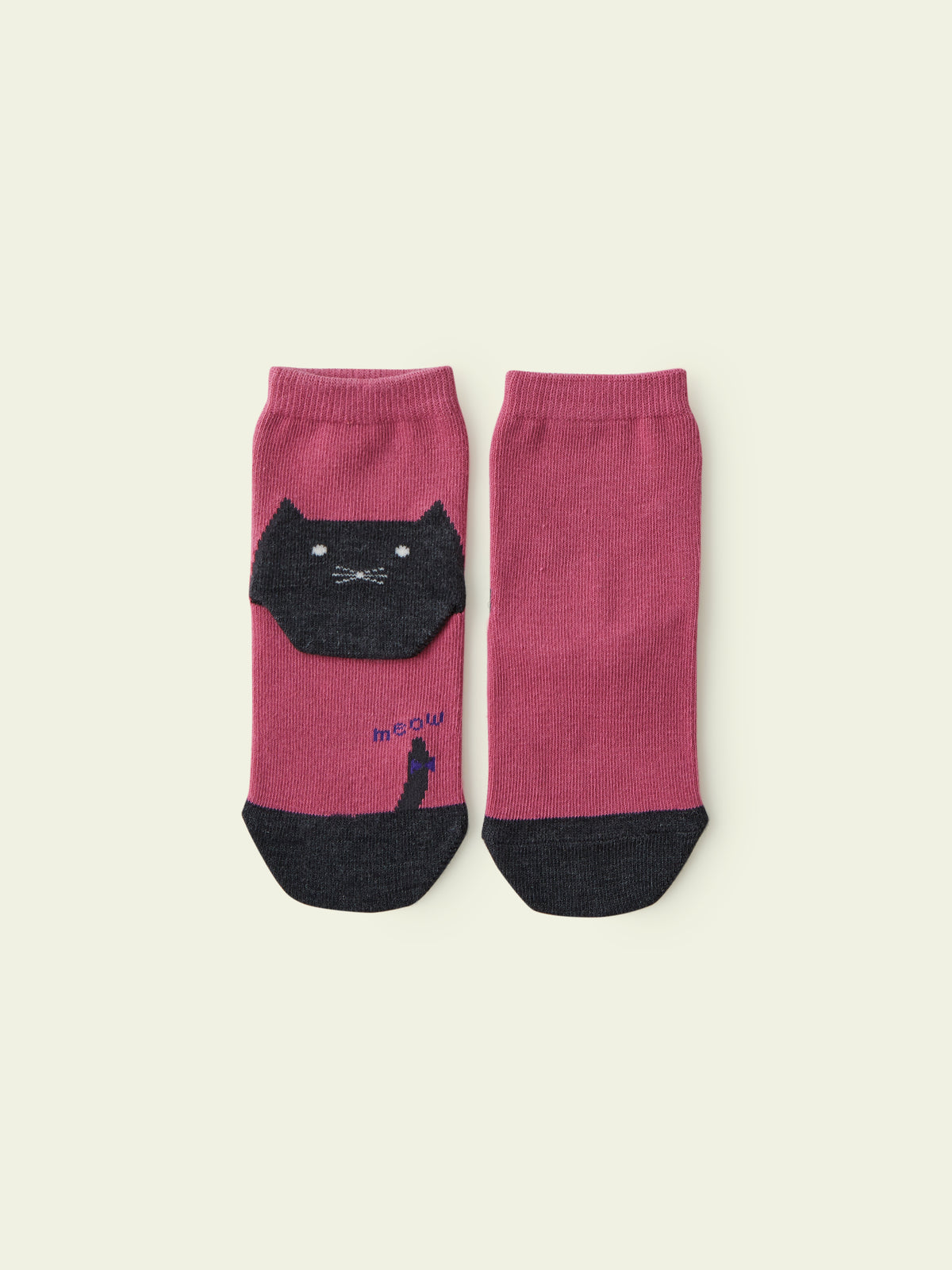 【3足1,485円】キッズ かかとねこソックス / 16-18cm - ローズピンク
