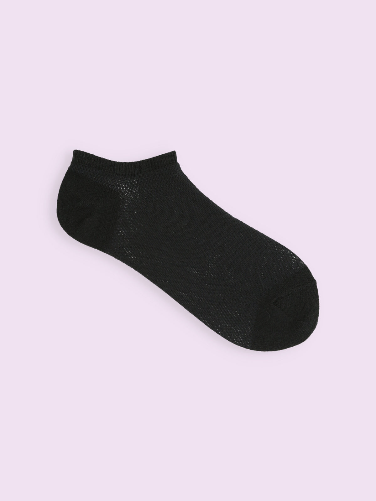 【3足1,485円】メッシュ無地スニーカー丈ソックス - クロ