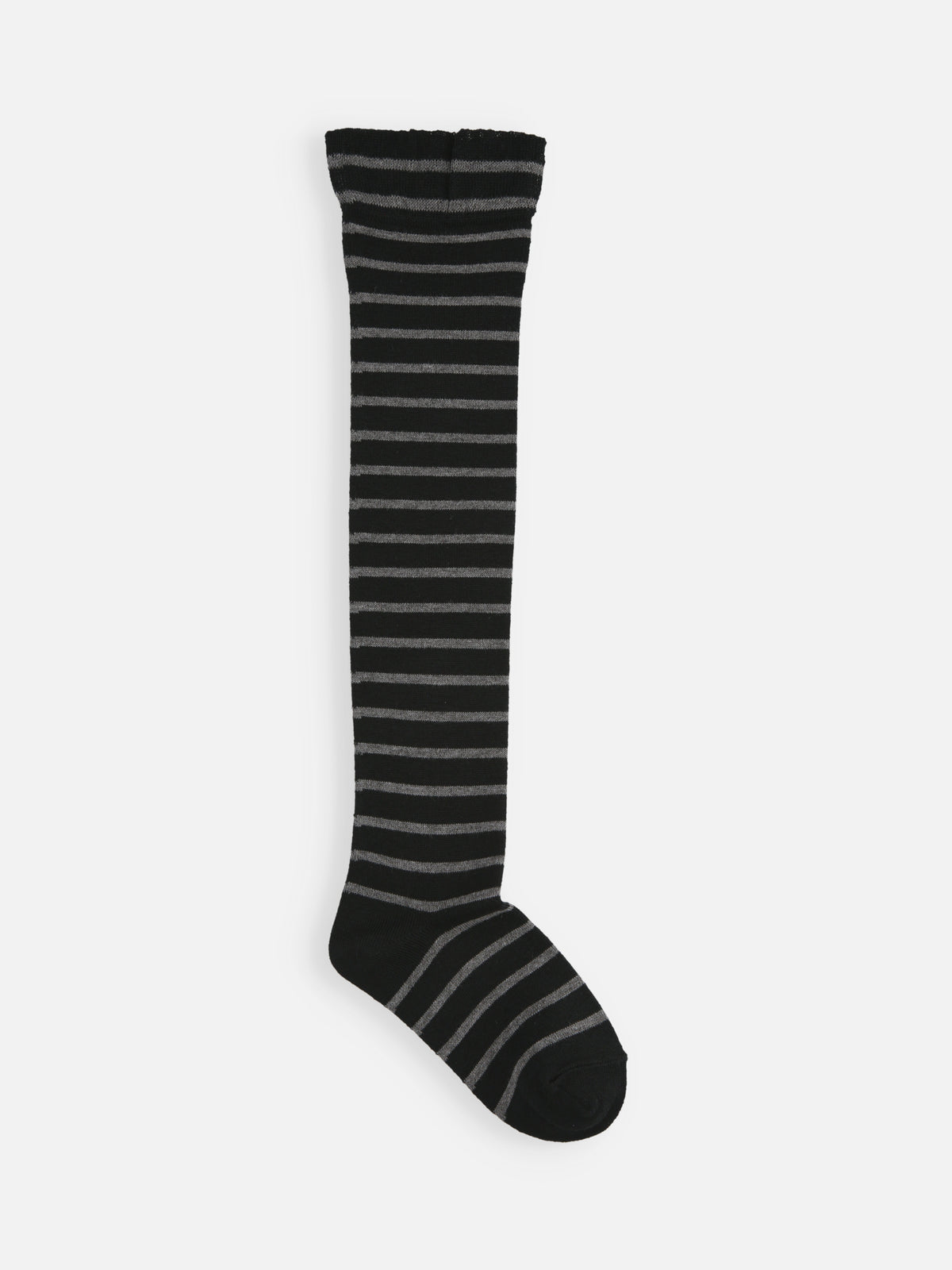 【キッズ】ピンボーダーオーバーニーソックス / 16-18cm - クロ＋チャコールグレー