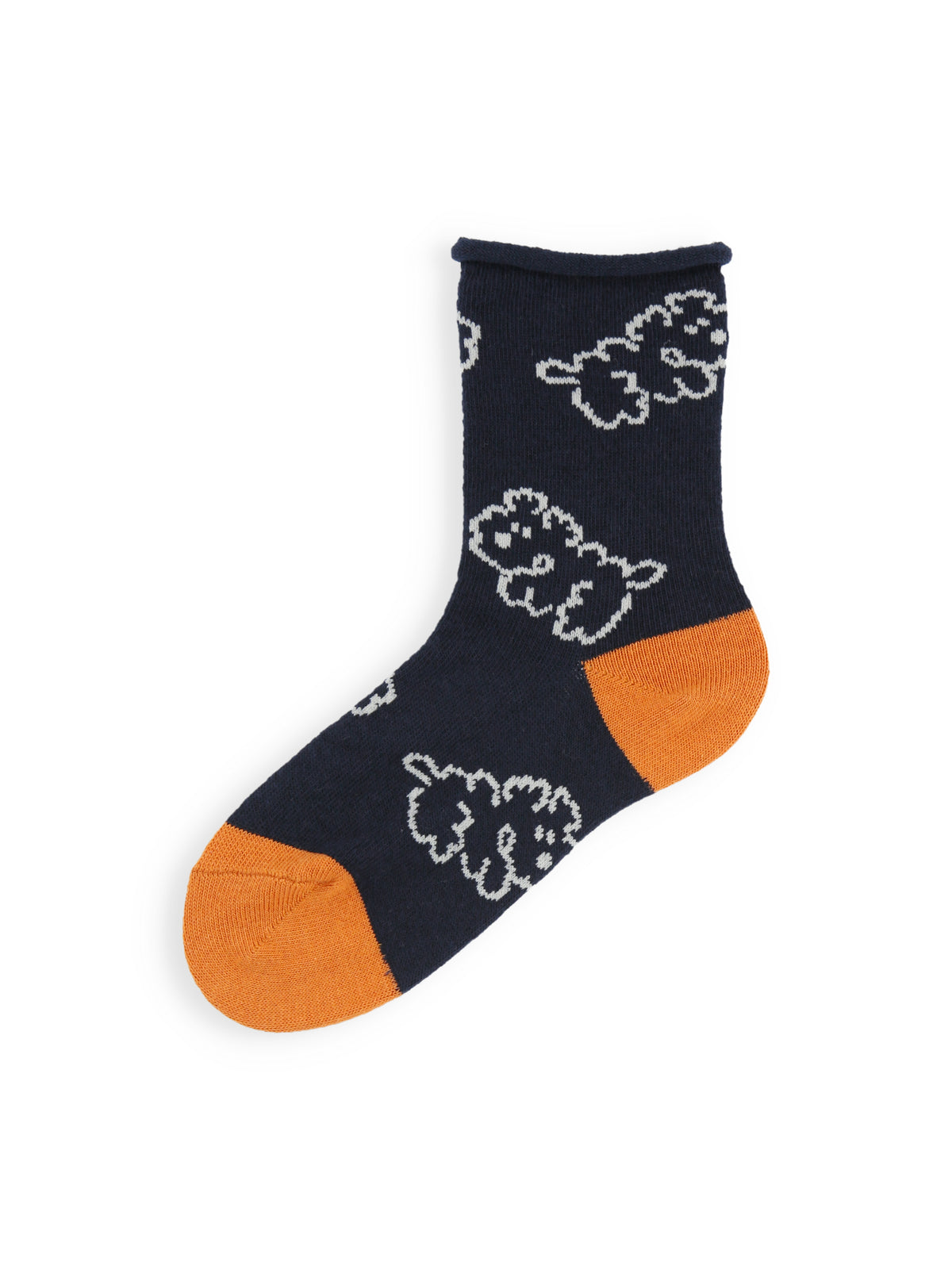 【3足1,485円】キッズ わんこ柄ショートソックス / 16-18cm - ネイビー