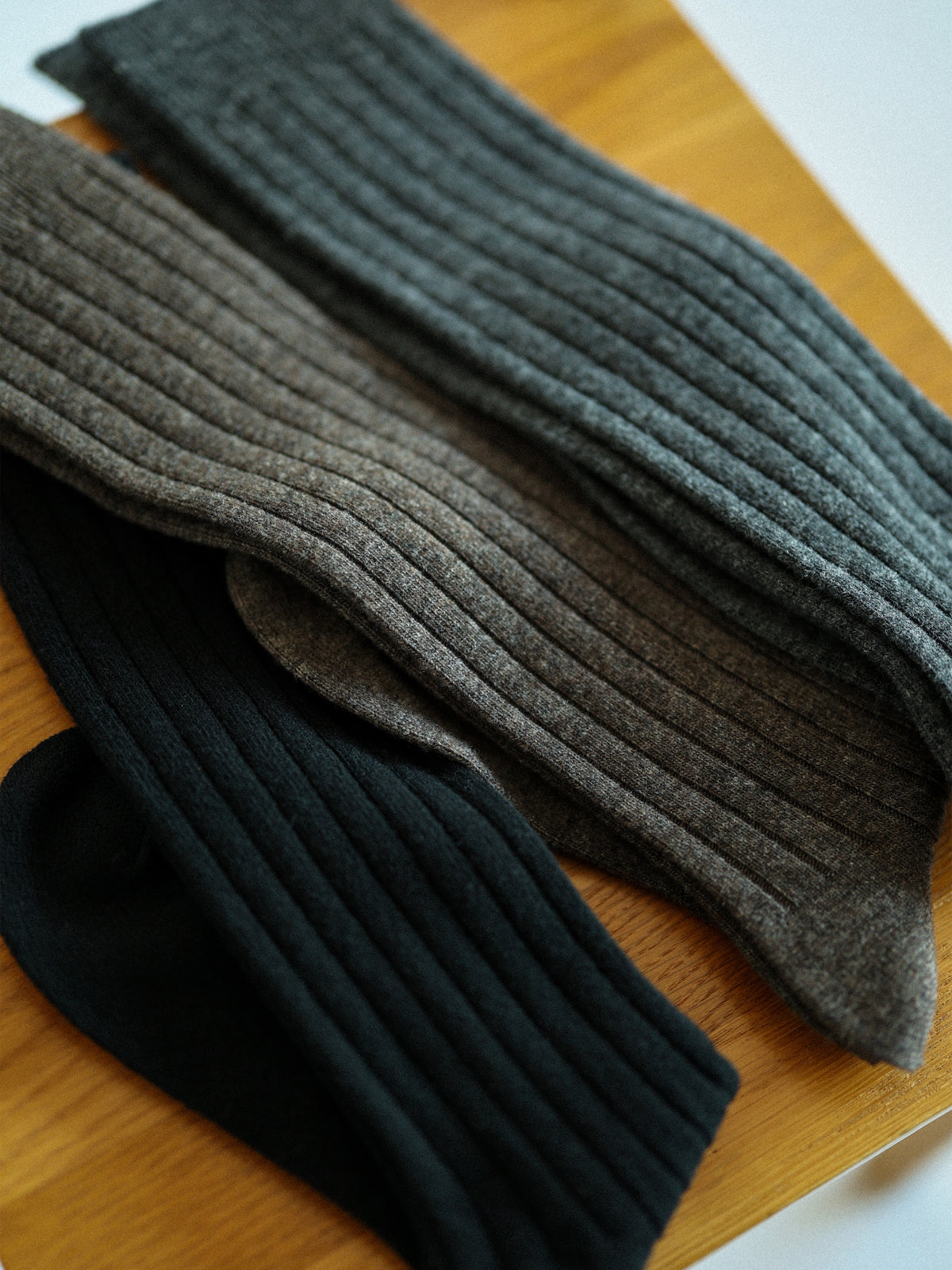 【Tabio MEN】WEB限定/WOOL太リブハイソックス