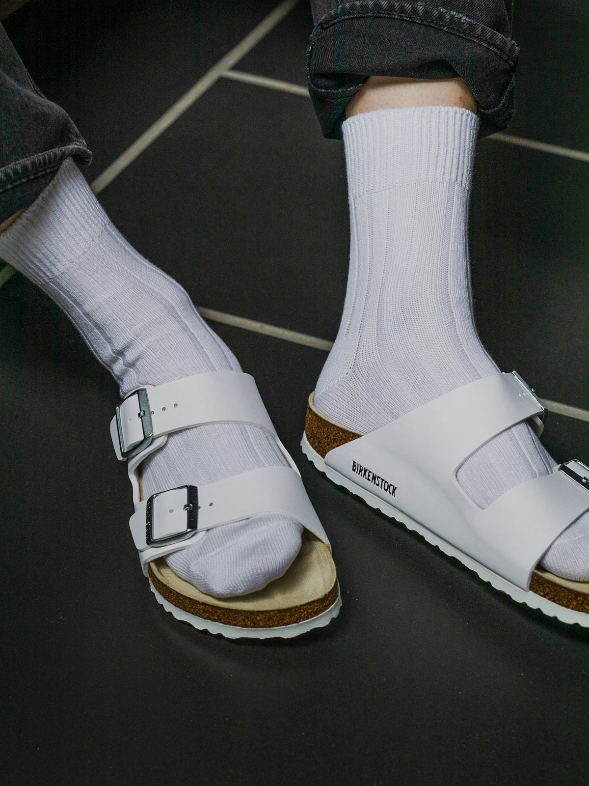 【Tabio MEN】ベーシック太リブショートソックス - ホワイト