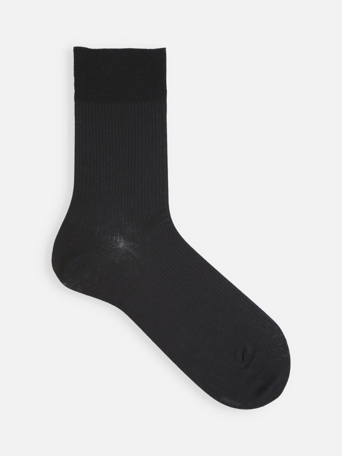 【Tabio MEN】綿履き口ゆったり3×1リブショートソックス(27.0～29.0cm) - ブラックネイビー
