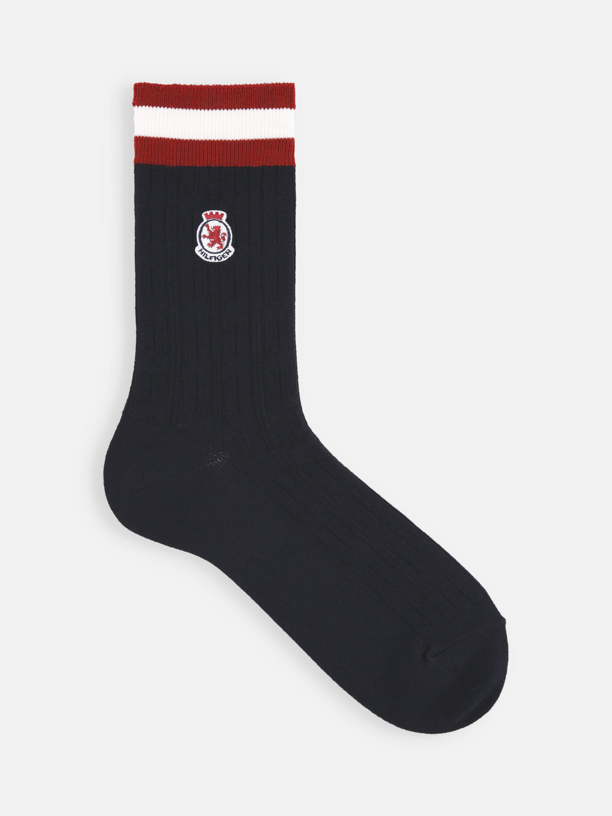 【MEN】TOMMY HILFIGER チルデンニットエンブレムソックス - ネイビー