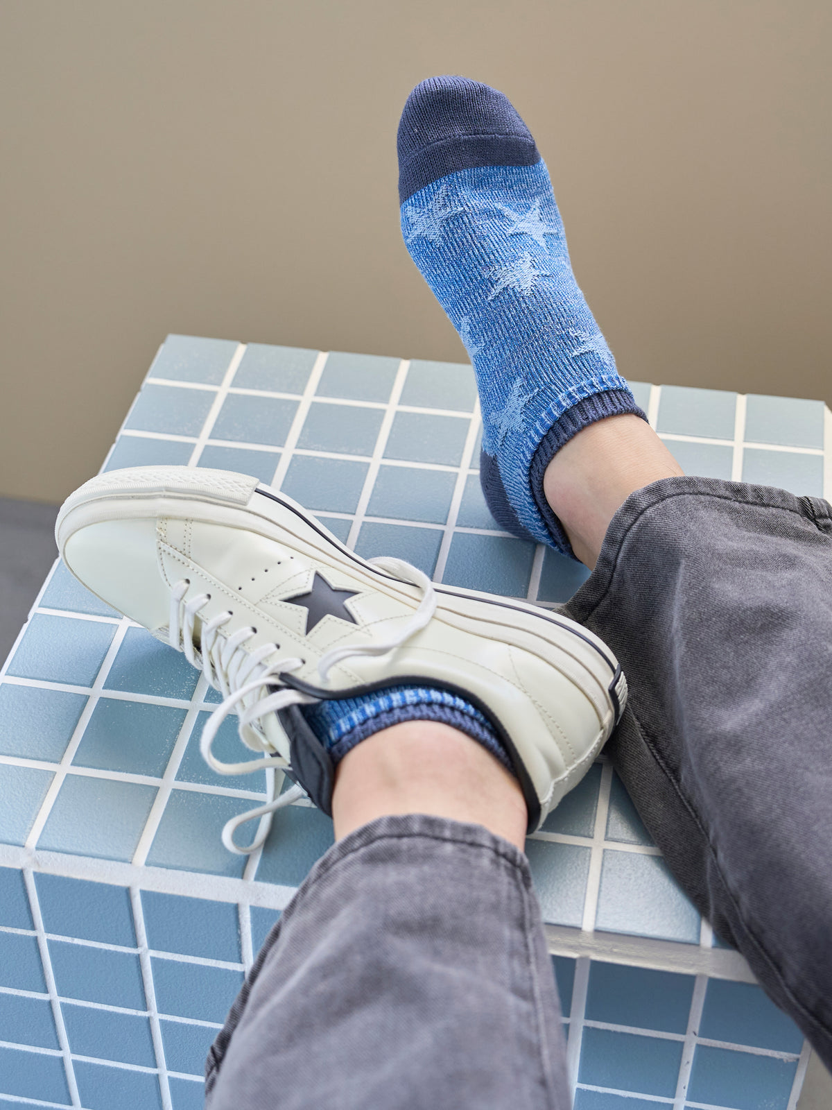 【Tabio MEN】星柄リンクススニーカー丈ソックス(27.0～29.0cm)