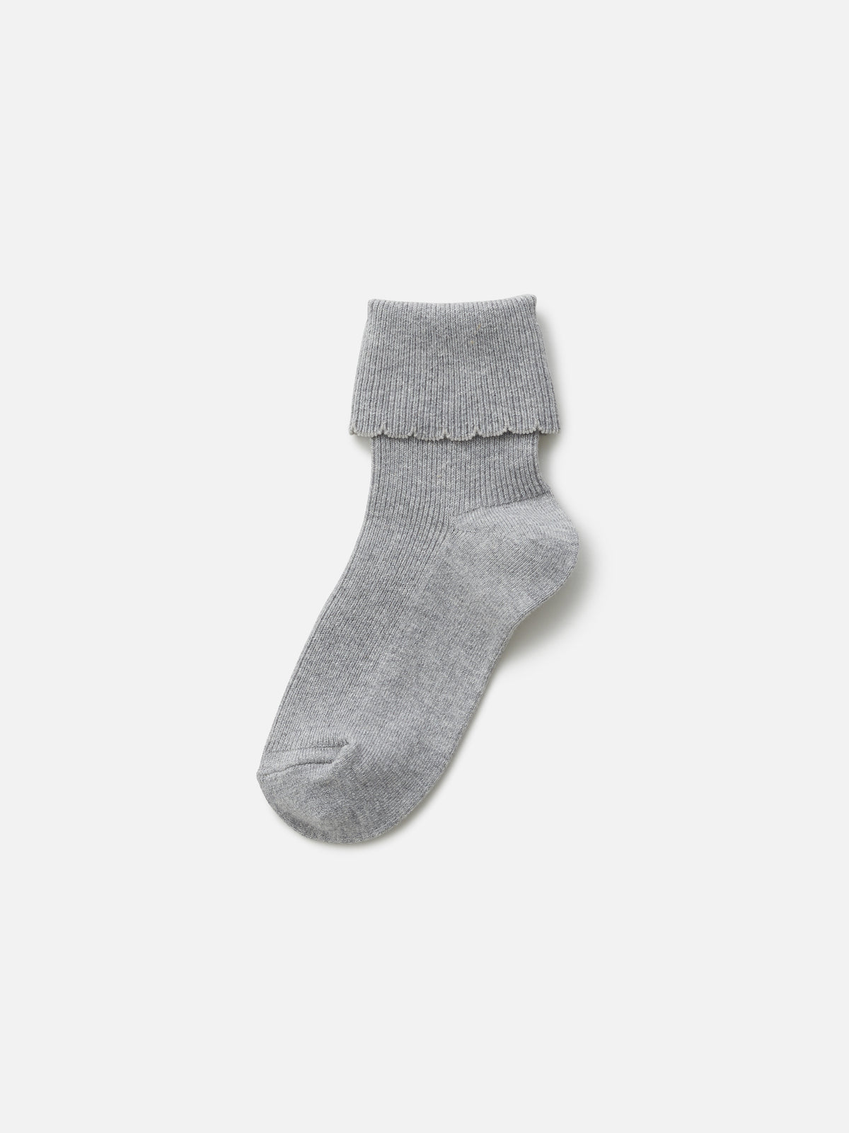 【キッズ】 綿折り返しピコフリルソックス / 16-18cm - グレーモク