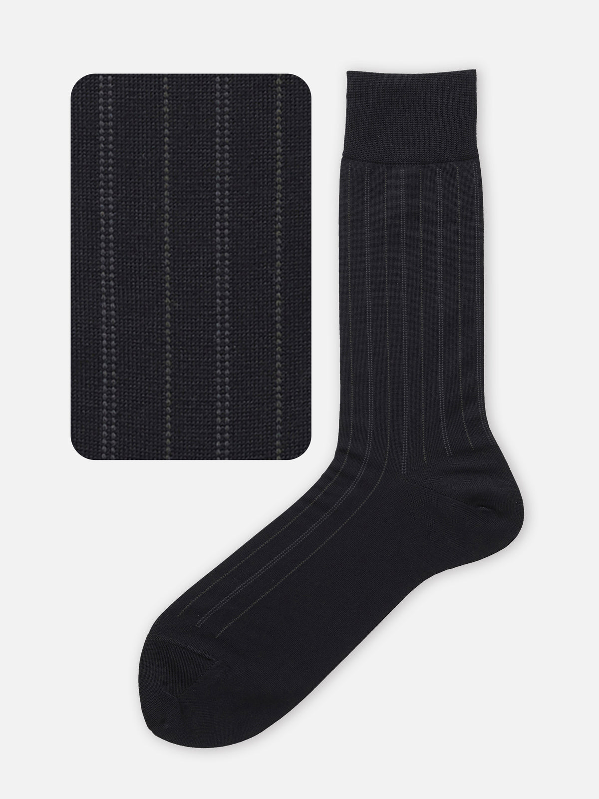 【Tabio MEN】【定番】チョークストライプ柄ソックス(27.0～29.0cm) - クロ