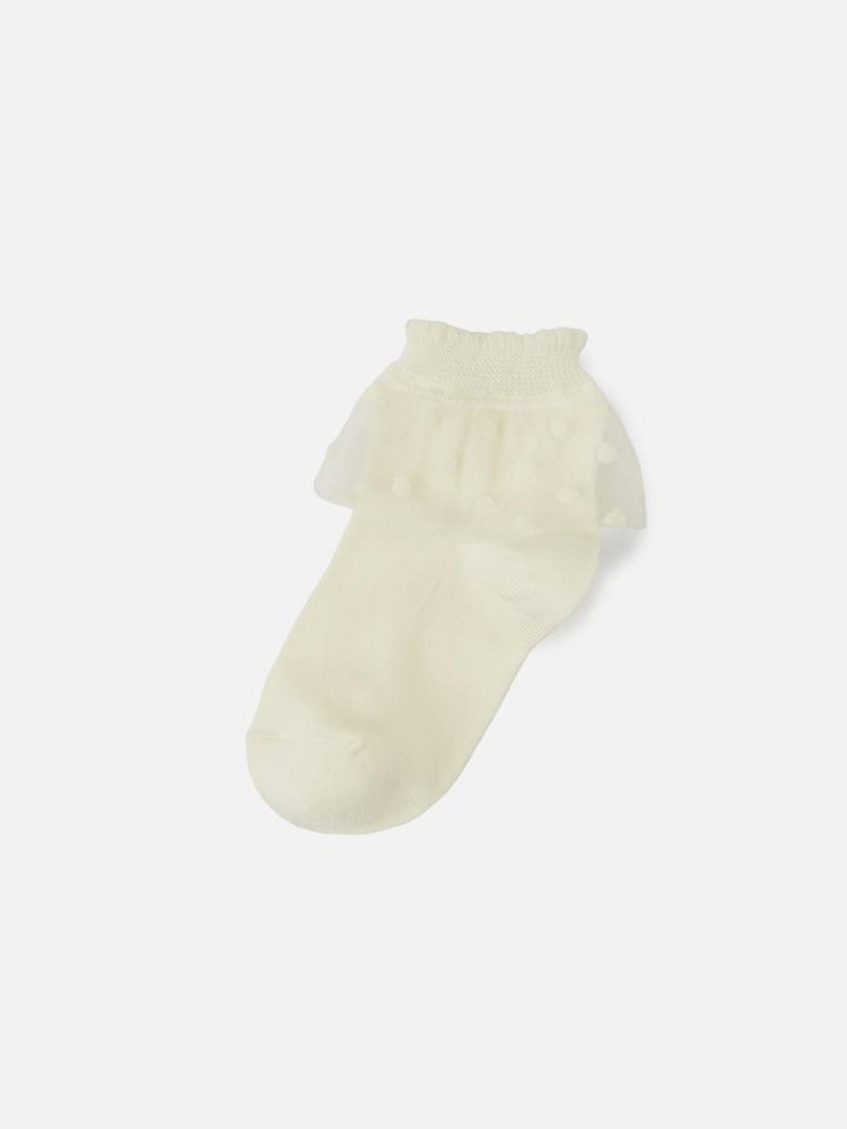 【ジュニアサイズ】チュールドット柄ショートソックス / 22-24cm - アイボリー