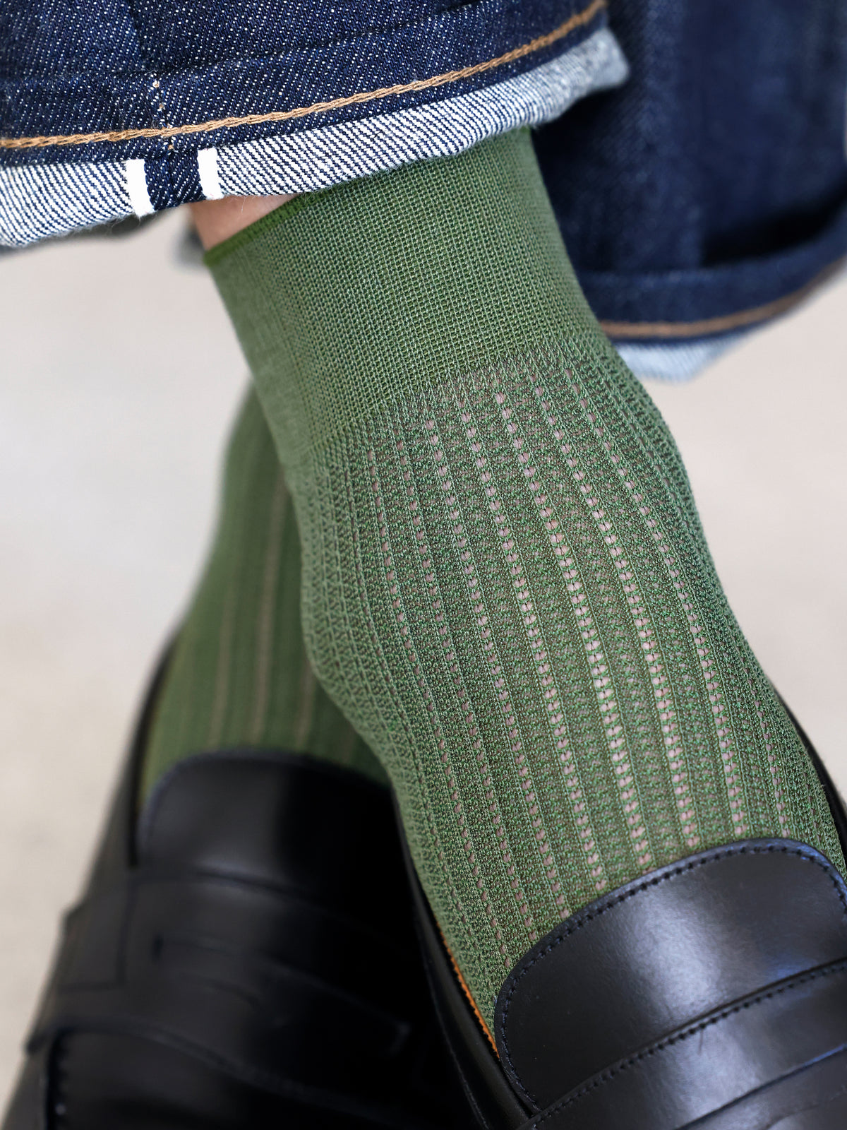【Tabio MEN】紳士のためのストライプメッシュショートソックス