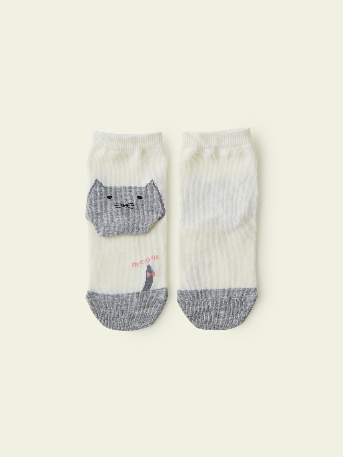 【3足1,485円】キッズ かかとねこソックス / 16-18cm