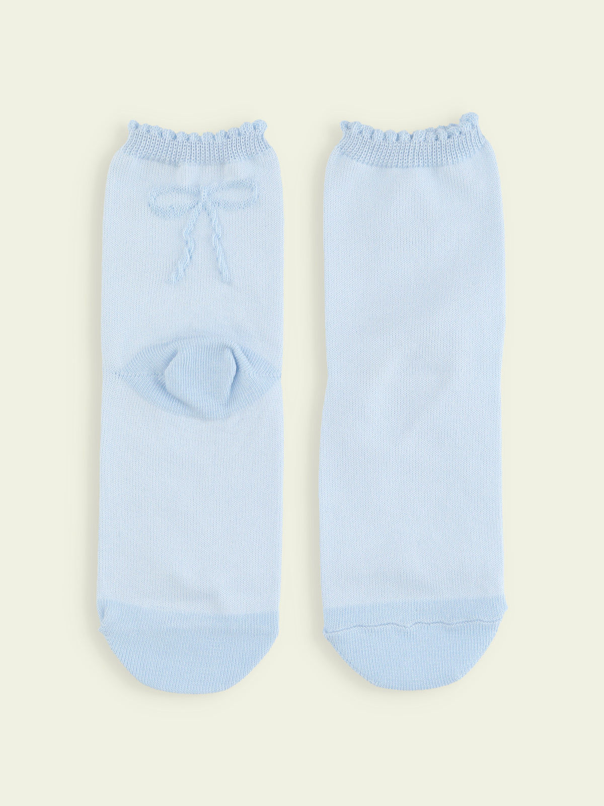 【3足1,485円】キッズ バックフロートリボンショートソックス / 13-15cm - サックス
