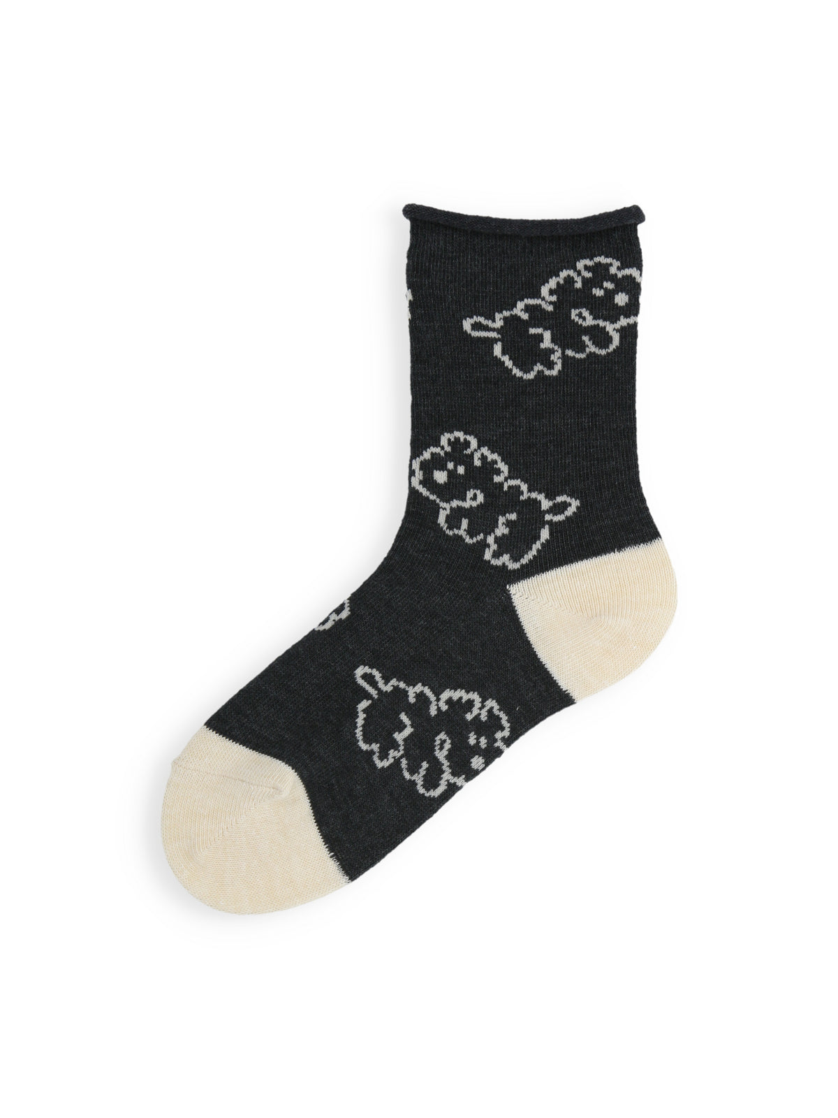 【3足1,485円】キッズ わんこ柄ショートソックス / 19-21cm - チャコールモク