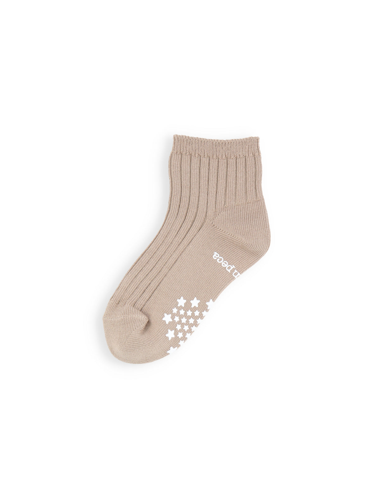 キッズ 表糸綿100％毛玉が出来にくいショートソックス滑り止め付/13-15cm - グレージュ