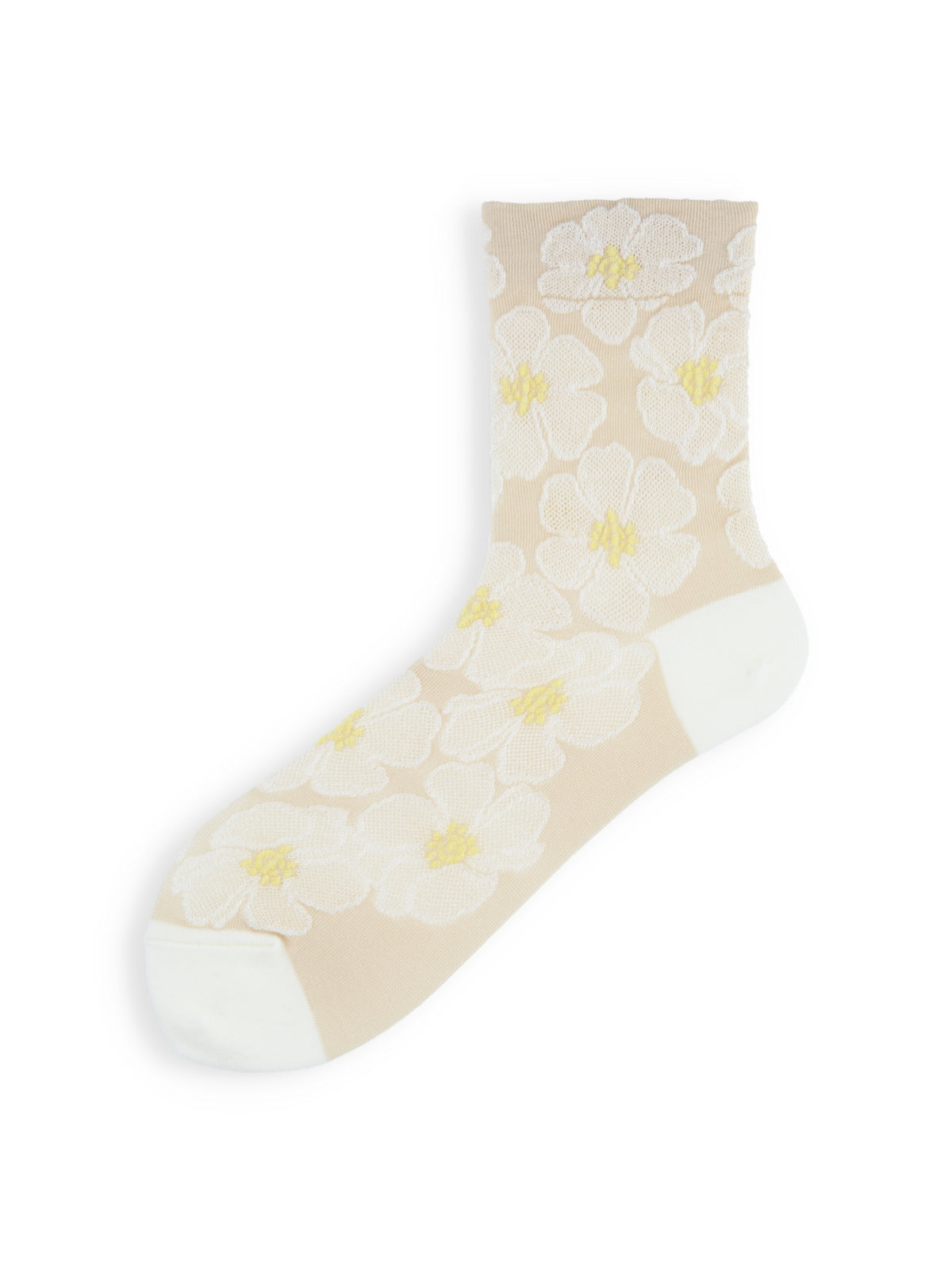 【3足1,485円】毛混履き口ゆったりお花フロートソックス
