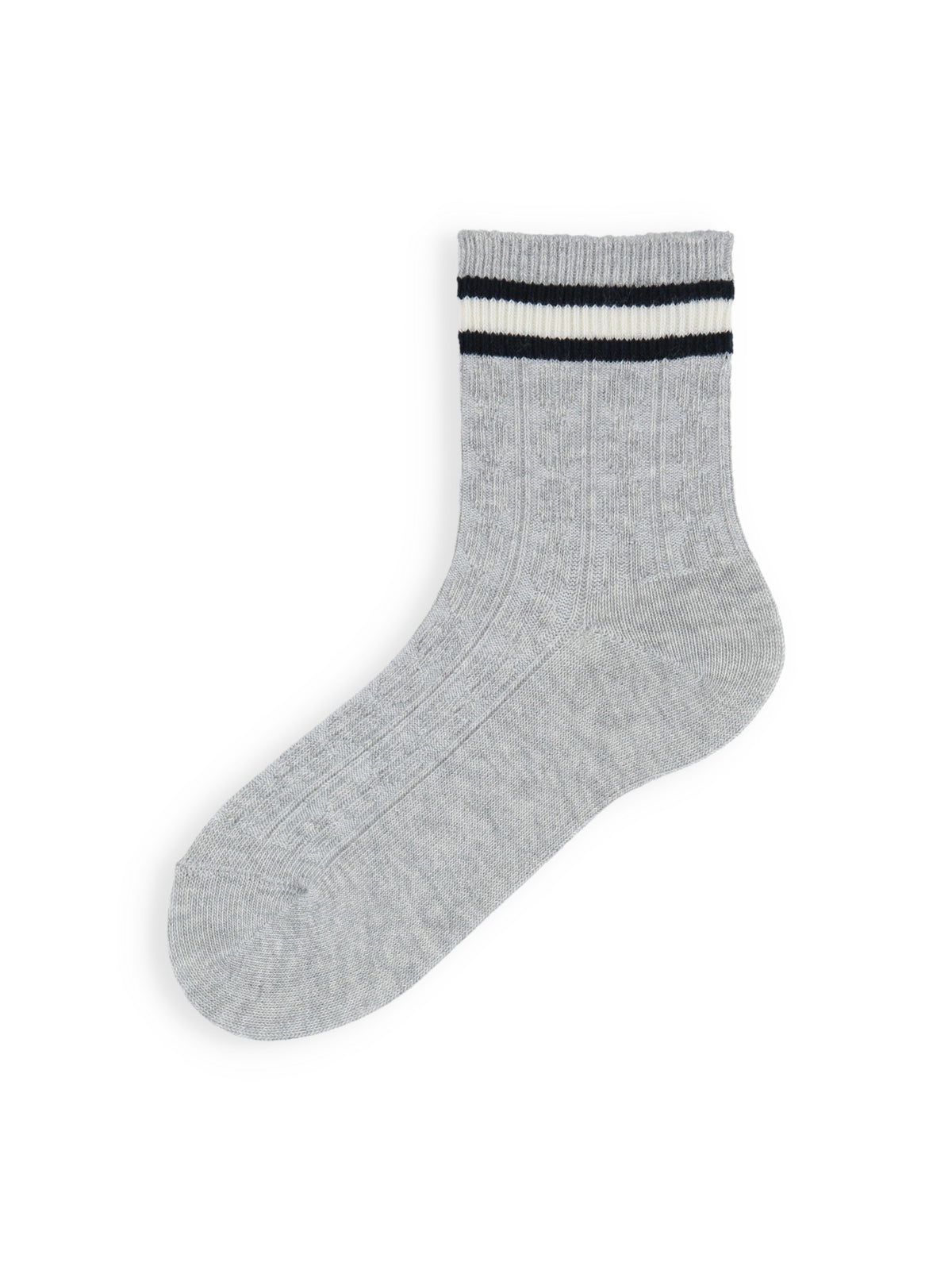 【3足1,485円】キッズ 縄柄サンドイッチラインロークルー / 16-18cm