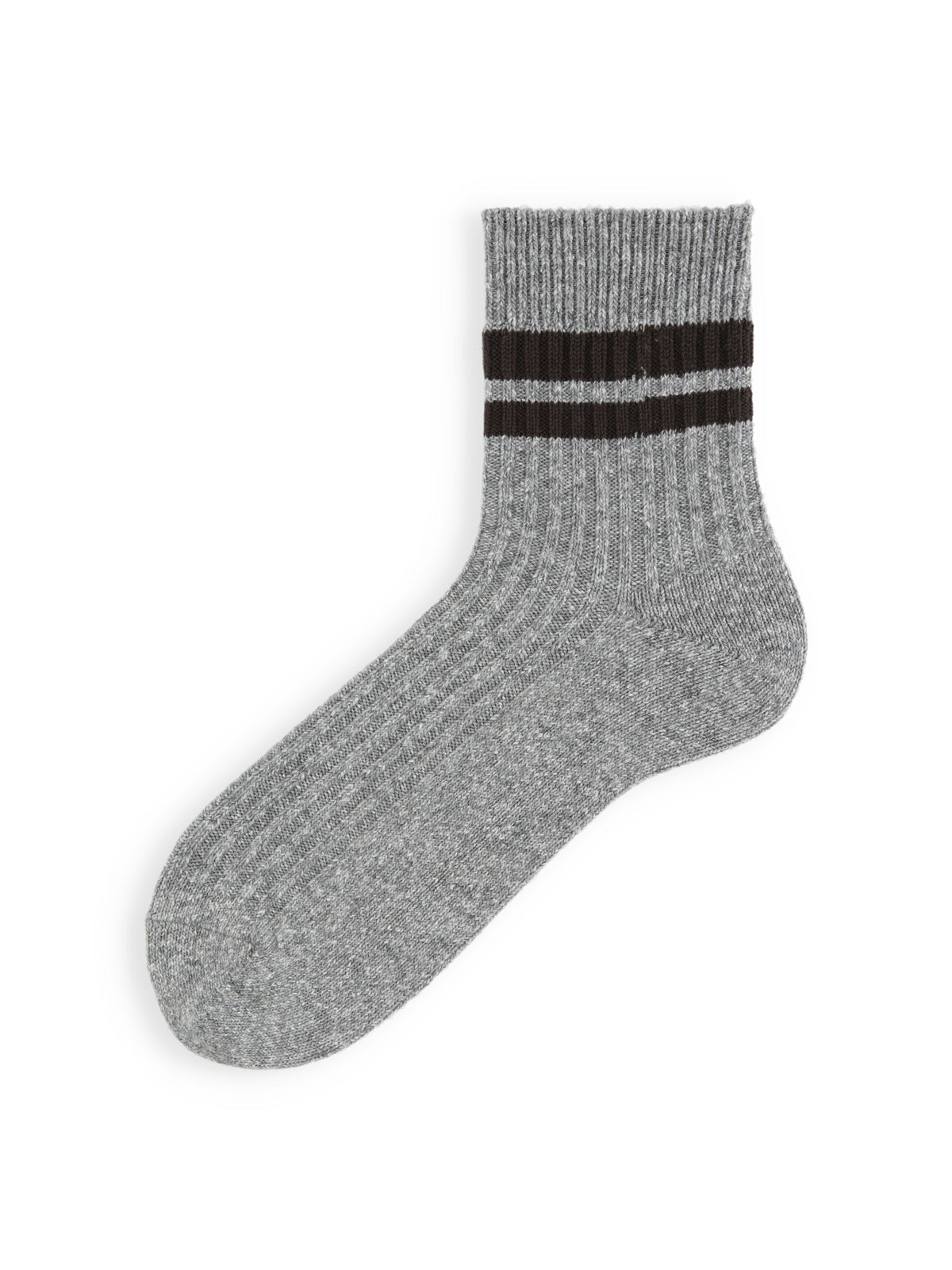 【Tabio MEN】コットンネップ2本ラインショートソックス - グレー