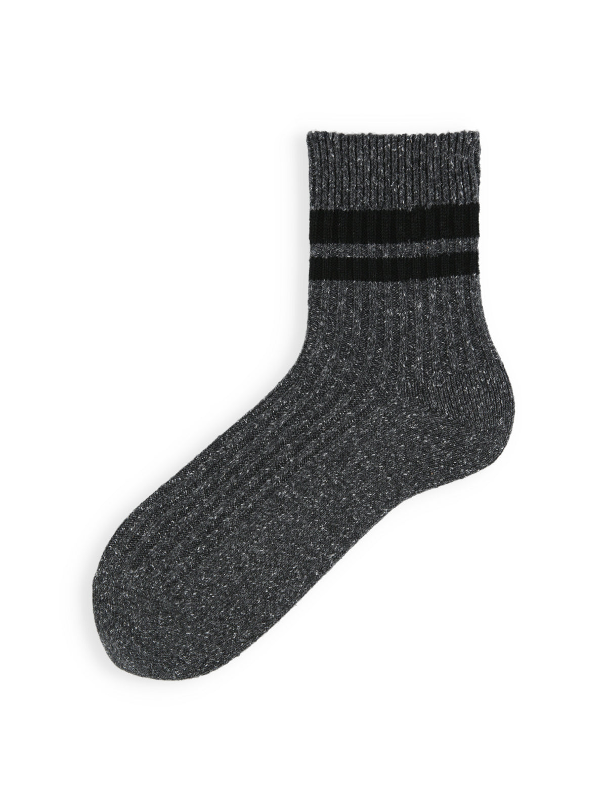 【Tabio MEN】コットンネップ2本ラインショートソックス - チャコールモク