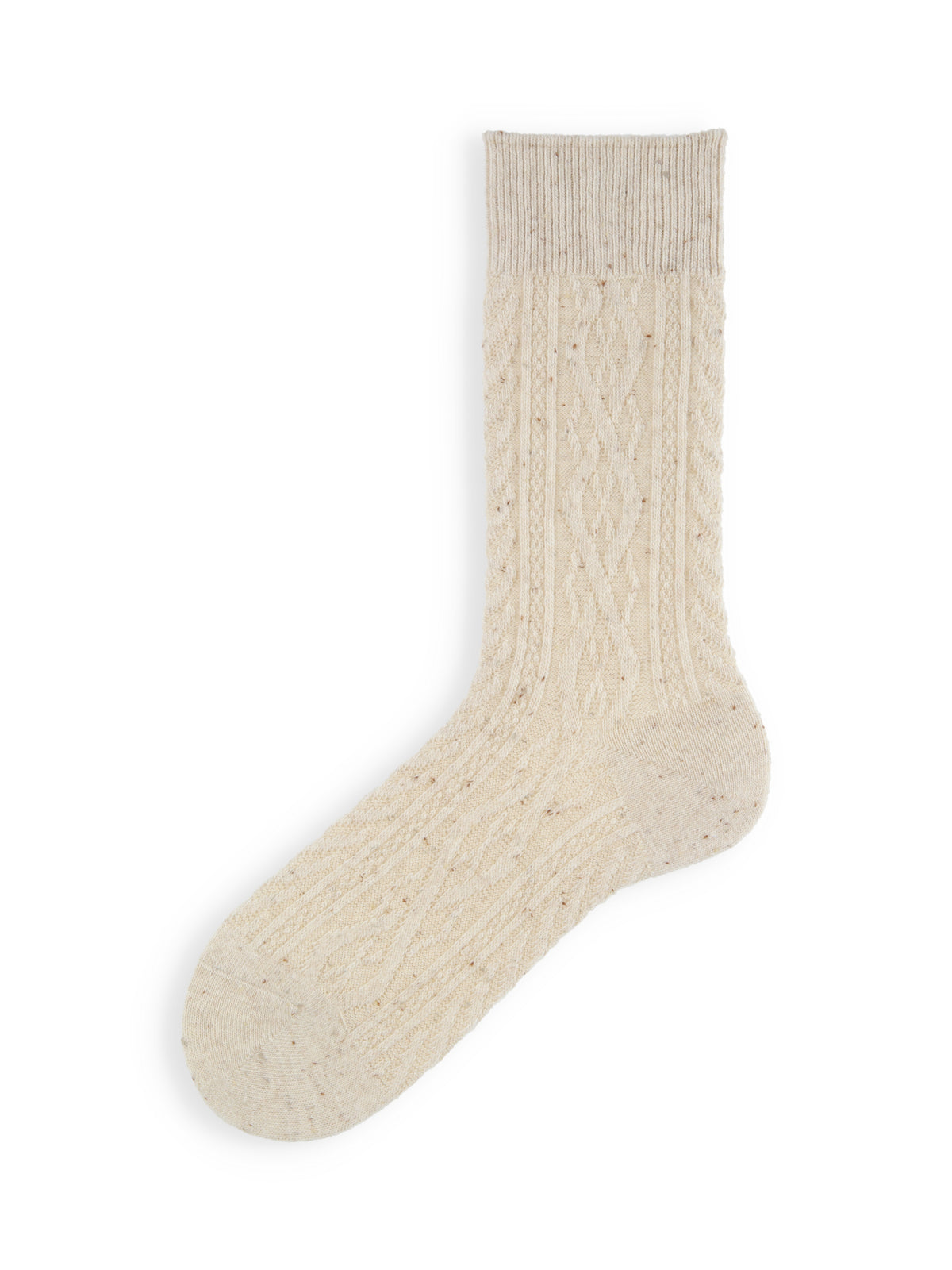 【Tabio MEN】 紡毛アランケーブルソックス(27.0～29.0cm) - アイボリー