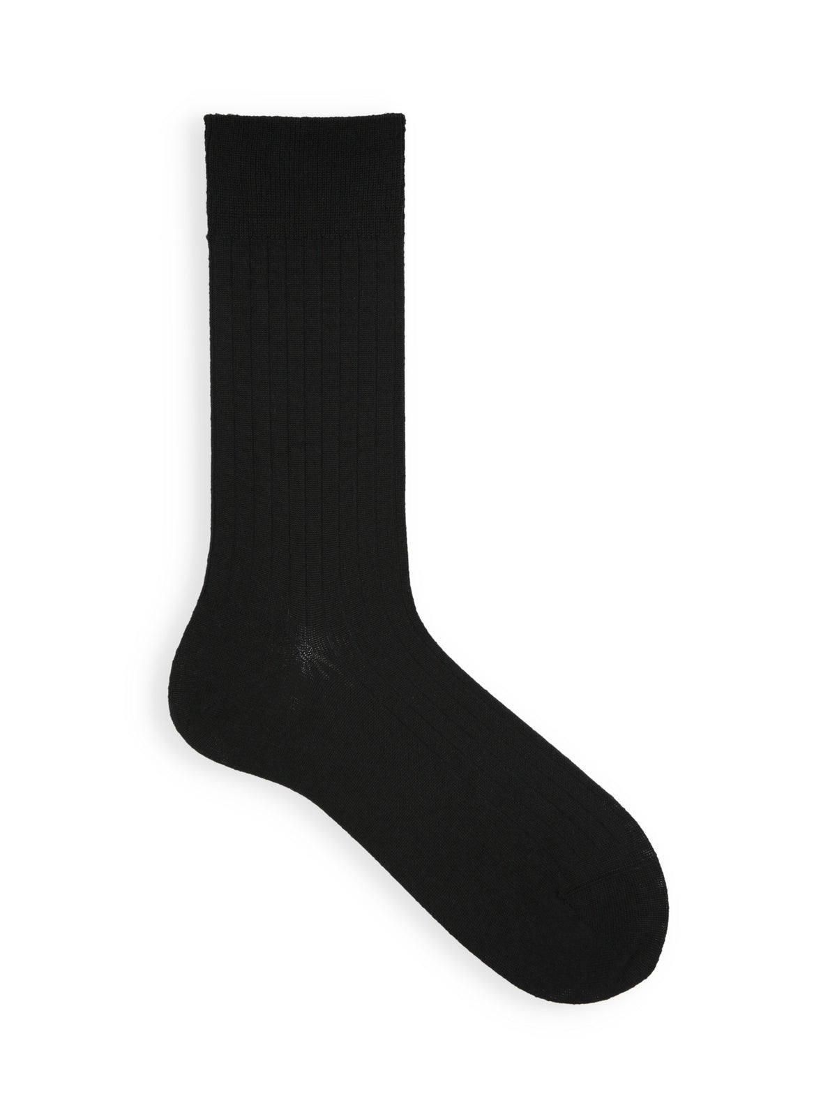 【Tabio MEN】ウール6×2リブソックス(27.0～29.0cm) - ブラック