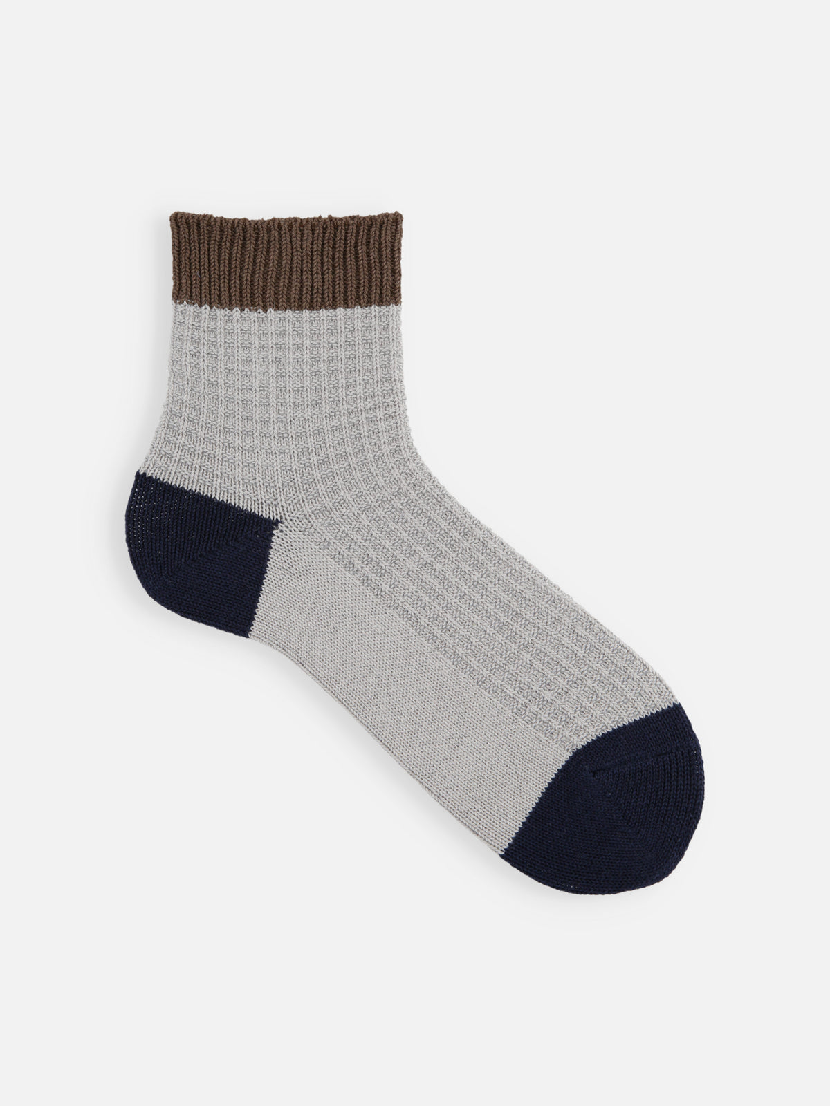 【Tabio MEN】綿麻混切替ワッフルショートソックス - グレー
