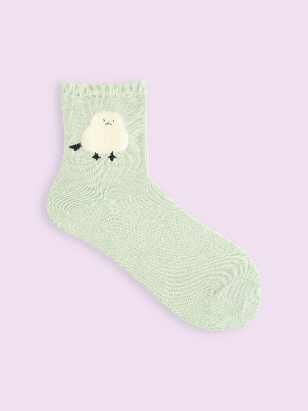 【3足1,485円】もふもふ動物ショートソックス - ミント＋シマエナガ
