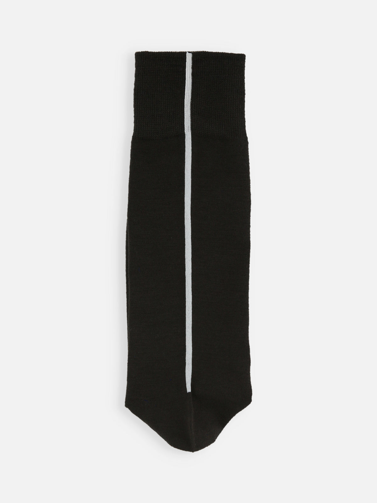 毛混バックシームソックス(25.0～27.0cm) - クロ／オフ