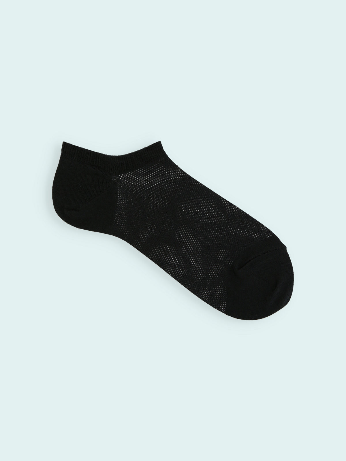 【3足1,485円】メンズ メッシュ無地スニーカー丈ソックス - クロ