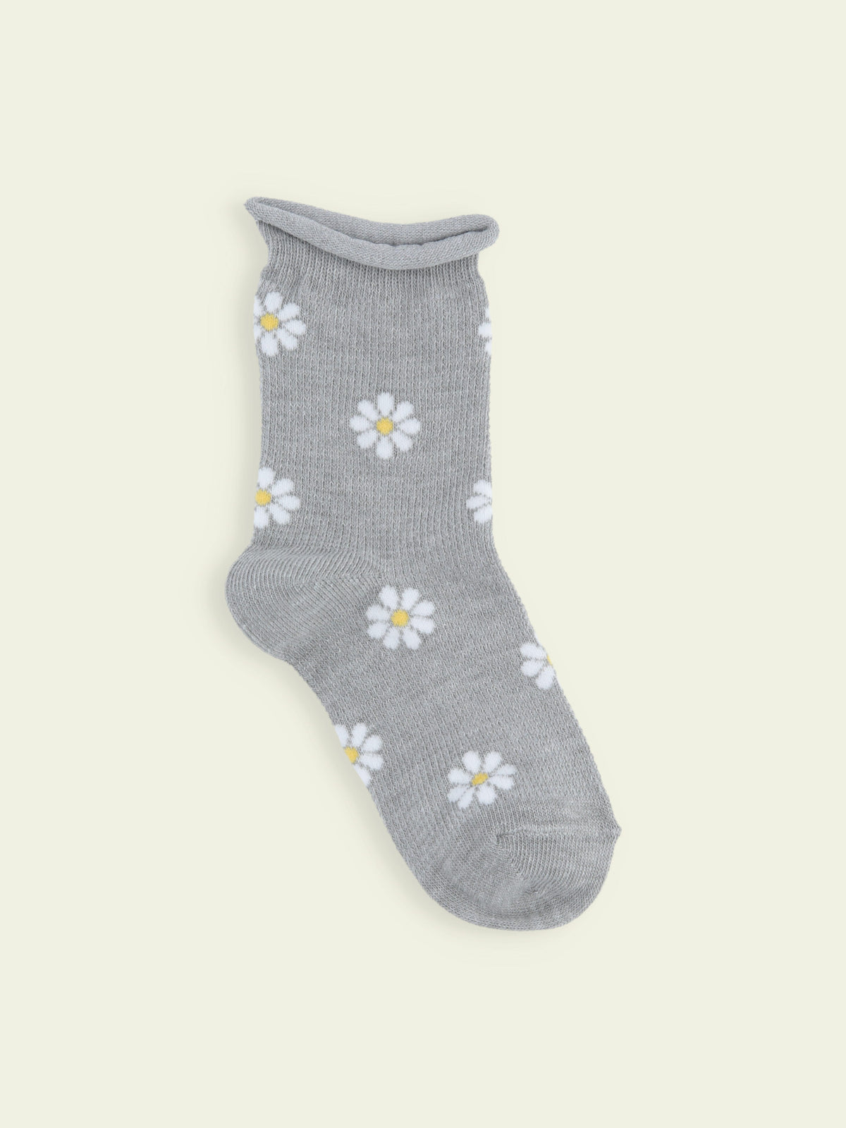 【3足1,485円】キッズ くるくるワッフル花柄ショートソックス / 16-18cm - グレーモク