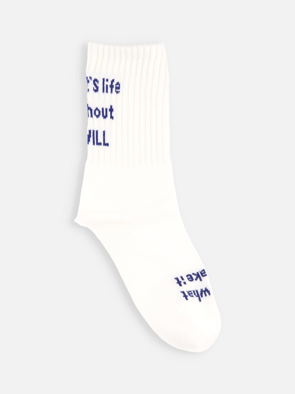 【キッズ】メッセージロゴソックス / 19-21cm - パールホワイト＋ネイビー