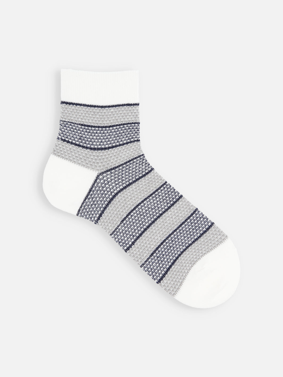 【Tabio MEN】さらっとやわらか綿麻混太ボーダーショートソックス