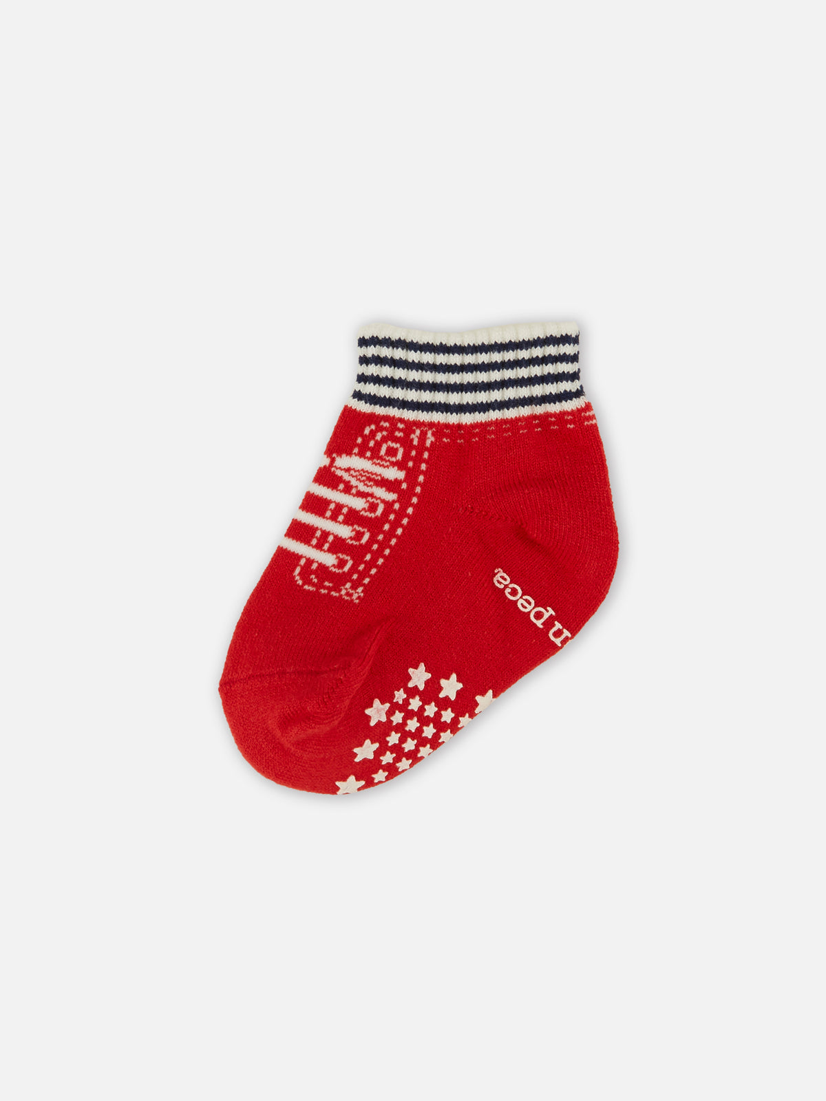 【ベビー】スニーカー風ショートソックス / 9-12cm - アカ
