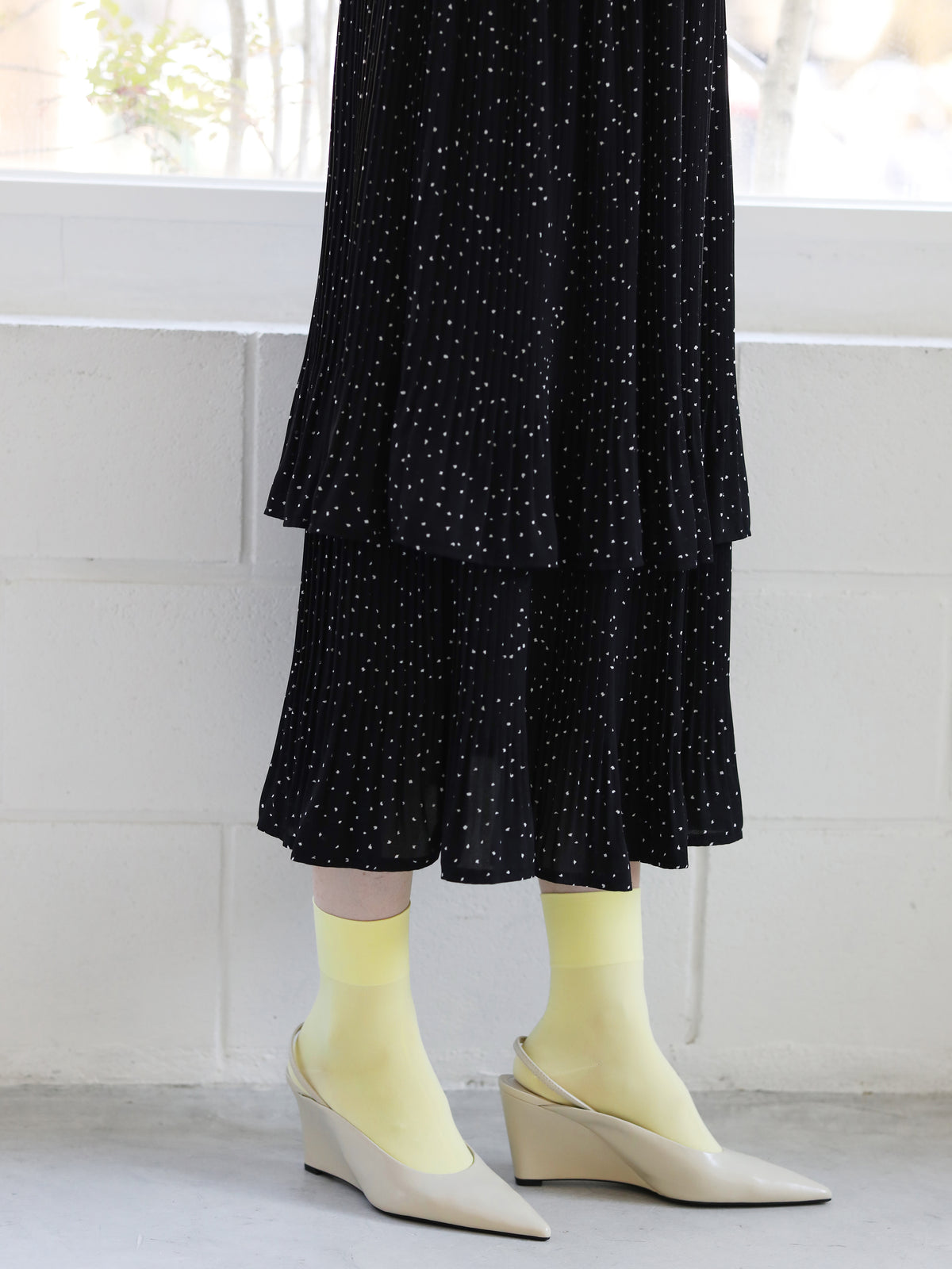 【定番】ソフトナイロン無地ショートソックス - レモンイエロ－